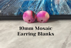 Yellow pink & red mosaic 10mm confetti circle post earring blanks, drop earring stud earring, jewelry dangle DIY earring making