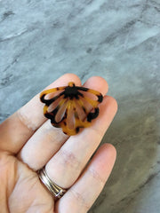 Butterfly Wings cutout acrylic 36mm Earring Necklace pendant bead one hole top, brown black tortoise shell print round