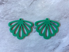 Butterfly Wings cutout acrylic 36mm Earring Necklace pendant bead one hole top, solid Kelly green print round filigree