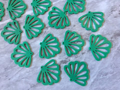 Butterfly Wings cutout acrylic 36mm Earring Necklace pendant bead one hole top, solid Kelly green print round filigree
