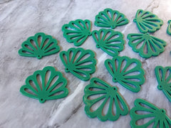 Butterfly Wings cutout acrylic 36mm Earring Necklace pendant bead one hole top, solid Kelly green print round filigree