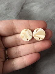 Tan & Cream mosaic Clear 15mm confetti circle post earring circle blanks, drop earring stud earring, jewelry dangle DIY earring making