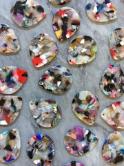 Teardrop Airy Rainbow Mosaic Resin Beads, acrylic 29mm Earring Necklace pendant bead, one hole at top, pride unicorn jewelry acrylic DIY