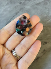 Teardrop Stormy Rainbow Mosaic Resin Beads, acrylic 29mm Earring Necklace pendant bead, one hole at top, pride unicorn jewelry acrylic DIY