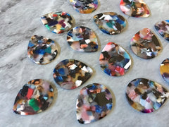 Teardrop Stormy Rainbow Mosaic Resin Beads, acrylic 29mm Earring Necklace pendant bead, one hole at top, pride unicorn jewelry acrylic DIY