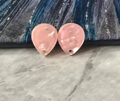 Blush Pink Crinkle 15mm hologram teardrop post earring circle blanks, drop earring stud earring, jewelry dangle DIY earring making