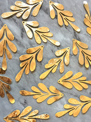 18 Karat Gold Plated Large flower pendants, brass leaves flutter, Statement earring bottom jewelry long necklace bead floral