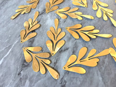 18 Karat Gold Plated Large flower pendants, brass leaves flutter, Statement earring bottom jewelry long necklace bead floral