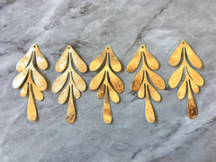18 Karat Gold Plated Large flower pendants, brass leaves flutter, Statement earring bottom jewelry long necklace bead floral