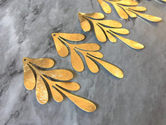 18 Karat Gold Plated Large flower pendants, brass leaves flutter, Statement earring bottom jewelry long necklace bead floral