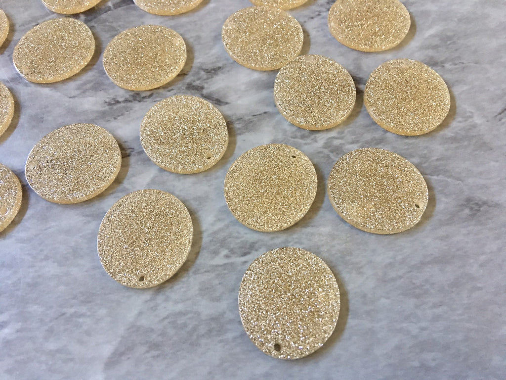 Gold Glitter Acrylic Blanks Cutout, Circle blanks, earring bead jewelry making, 25mm circle jewelry, 1 Hole circle bangle single hole