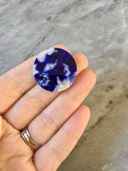 Blue & White Confetti Acrylic Resin Beads, round cutout 29mm Earring Necklace pendant bead one hole DIY blanks acetate