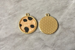 Leopard Print Faux Fur Round Blanks Cutout, earring pendant jewelry making, 25mm jewelry, 1 Hole earring blanks, animal print
