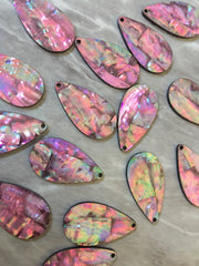 Abalone Shell Pink teardrop Acrylic Blanks Cutout, earring pendant jewelry making, 35mm jewelry, 1 Hole earring blanks, geode agate