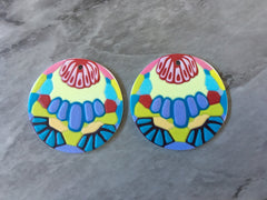 3D Printed colorful circle Beads, rainbow cutout acrylic 40mm Earring Necklace pendant bead, one hole at top DIY blanks red blue pink