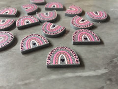 Pink Silver Leopard Print Rainbow Acrylic Blanks Cutout, earring jewelry making, stud earring blanks, animal print U shape half moon