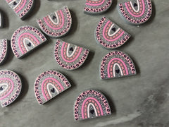 Pink Silver Leopard Print Rainbow Acrylic Blanks Cutout, earring jewelry making, stud earring blanks, animal print U shape half moon