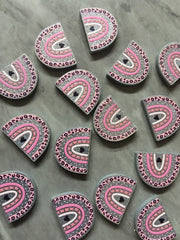 Pink Silver Leopard Print Rainbow Acrylic Blanks Cutout, earring jewelry making, stud earring blanks, animal print U shape half moon