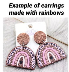 XL Pink Silver Leopard Print Rainbow Acrylic Blanks Cutout, earring jewelry making, drop earring blanks, 35mm animal print U shape half moon