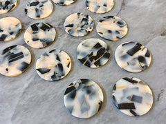 Black Mosaic Tortoise Shell Acrylic Blanks Cutout, Circle blanks, earring bead jewelry making, 28mm jewelry 1 Hole circle granite bangle