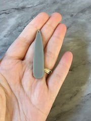 Gray Shiny Neutral Beads, geometric shape acrylic 56mm Long Earring or Necklace pendant bead 1 one hole top teardrop long drop earrings