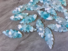 Blue Mosaic Feather Beads, geometric shape acrylic 26mm Long Earring or Necklace pendant bead 1 one hole top teardrop long drop earrings