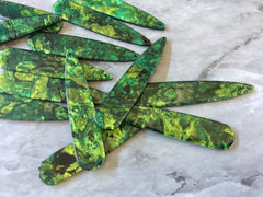 Rainforest Green Mosaic Beads, geometric shape acrylic 56mm Long Earring Necklace pendant bead 1 one hole top teardrop long drop earrings