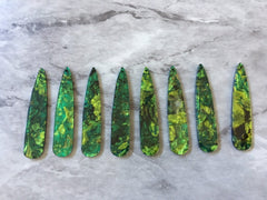 Rainforest Green Mosaic Beads, geometric shape acrylic 56mm Long Earring Necklace pendant bead 1 one hole top teardrop long drop earrings