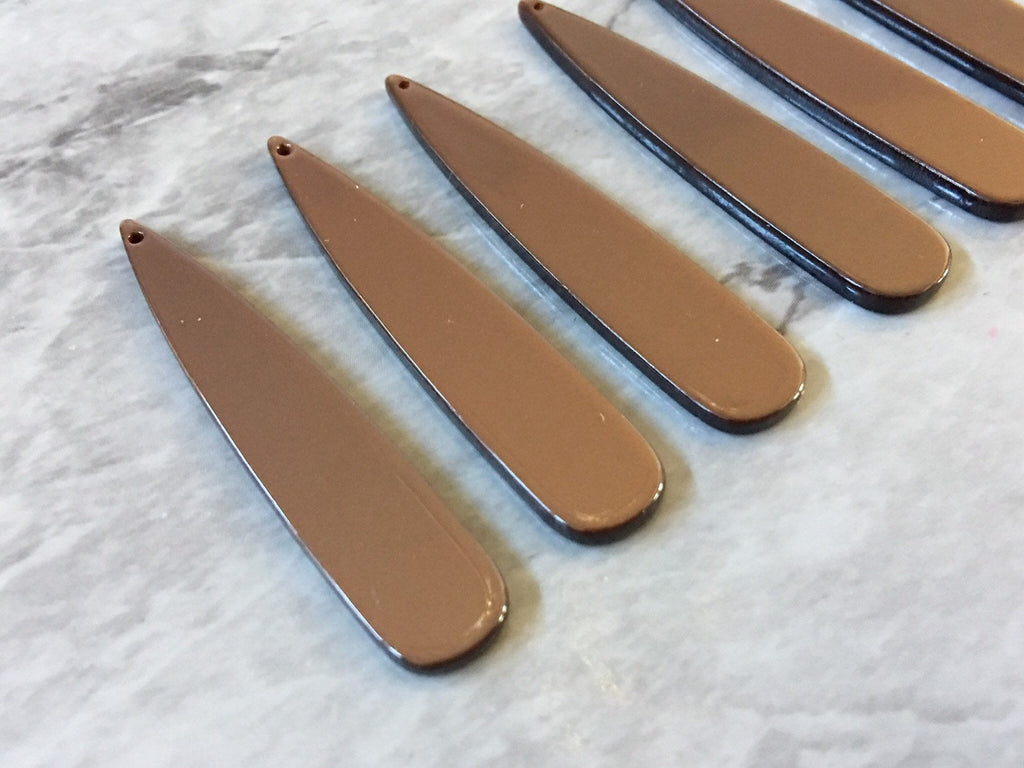 Brown Shiny Neutral Beads, geometric shape acrylic 56mm Long Earring or Necklace pendant bead 1 one hole top teardrop long drop earrings