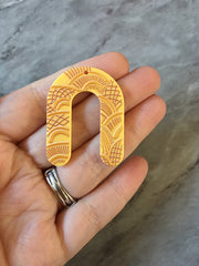 3D Printed yellow U Beads, rainbow cutout acrylic 41mm Earring Necklace pendant bead, one hole at top DIY blanks mustard etched
