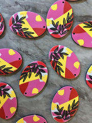 3D Printed colorful circle Beads, rainbow cutout acrylic 33mm Earring Necklace pendant bead, one hole at top DIY blanks pink yellow black