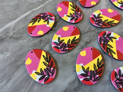 3D Printed colorful circle Beads, rainbow cutout acrylic 33mm Earring Necklace pendant bead, one hole at top DIY blanks pink yellow black