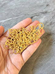 Gold Abstract Art metal earring Beads, 41mm hammered cutout Necklace pendant bead, one hole at top DIY blanks, gold metal blanks