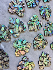 Abalone Shell Green Monstera Acrylic Blanks Cutout, earring pendant jewelry making, 30mm jewelry, Palm leaves blanks, geode agate