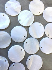 White Abalone Shell Circle round blanks, earring bead jewelry making, 20mm jewelry, 1 Hole tortoise blanks colorful, sea shell beads