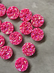12mm Druzy Cabochons, Hot Pink SPARKLE, jewelry making kit, earring set, diy jewelry, druzy studs, 12mm Druzy, cabochon, stud earrings, PINK