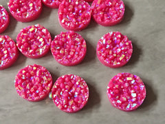 12mm Druzy Cabochons, Hot Pink SPARKLE, jewelry making kit, earring set, diy jewelry, druzy studs, 12mm Druzy, cabochon, stud earrings, PINK