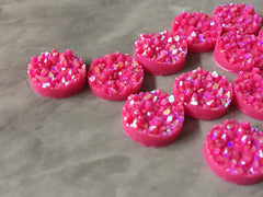 12mm Druzy Cabochons, Hot Pink SPARKLE, jewelry making kit, earring set, diy jewelry, druzy studs, 12mm Druzy, cabochon, stud earrings, PINK