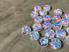 Pastel chunky confetti + Clear Resin 12mm Druzy Cabochons, jewelry making kit earring set, diy jewelry, druzy studs, 12mm Druzy Earrings