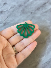 Butterfly Wings cutout acrylic 36mm Earring Necklace pendant bead one hole top, solid Kelly green print round filigree
