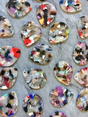 Teardrop Airy Rainbow Mosaic Resin Beads, acrylic 29mm Earring Necklace pendant bead, one hole at top, pride unicorn jewelry acrylic DIY