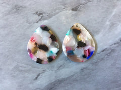 Teardrop Airy Rainbow Mosaic Resin Beads, acrylic 29mm Earring Necklace pendant bead, one hole at top, pride unicorn jewelry acrylic DIY