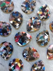 Teardrop Stormy Rainbow Mosaic Resin Beads, acrylic 29mm Earring Necklace pendant bead, one hole at top, pride unicorn jewelry acrylic DIY