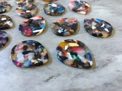 Teardrop Stormy Rainbow Mosaic Resin Beads, acrylic 29mm Earring Necklace pendant bead, one hole at top, pride unicorn jewelry acrylic DIY