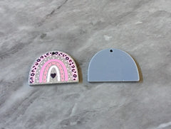 XL Pink Silver Leopard Print Rainbow Acrylic Blanks Cutout, earring jewelry making, drop earring blanks, 35mm animal print U shape half moon