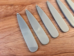 Gray Shiny Neutral Beads, geometric shape acrylic 56mm Long Earring or Necklace pendant bead 1 one hole top teardrop long drop earrings