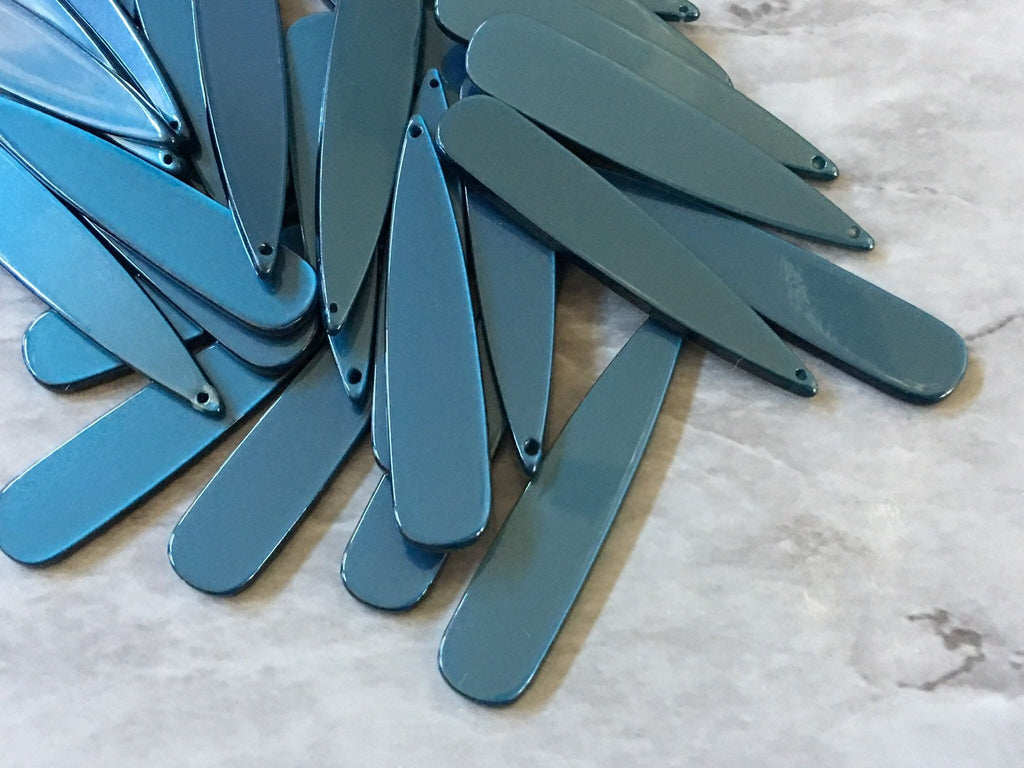 Teal Shiny Neutral Beads, geometric shape acrylic 56mm Long Earring or Necklace pendant bead 1 one hole top teardrop long drop earrings