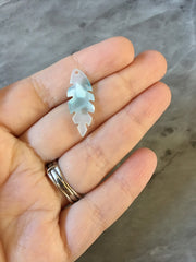 Blue Mosaic Feather Beads, geometric shape acrylic 26mm Long Earring or Necklace pendant bead 1 one hole top teardrop long drop earrings