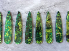 Rainforest Green Mosaic Beads, geometric shape acrylic 56mm Long Earring Necklace pendant bead 1 one hole top teardrop long drop earrings