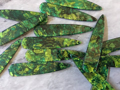 Rainforest Green Mosaic Beads, geometric shape acrylic 56mm Long Earring Necklace pendant bead 1 one hole top teardrop long drop earrings